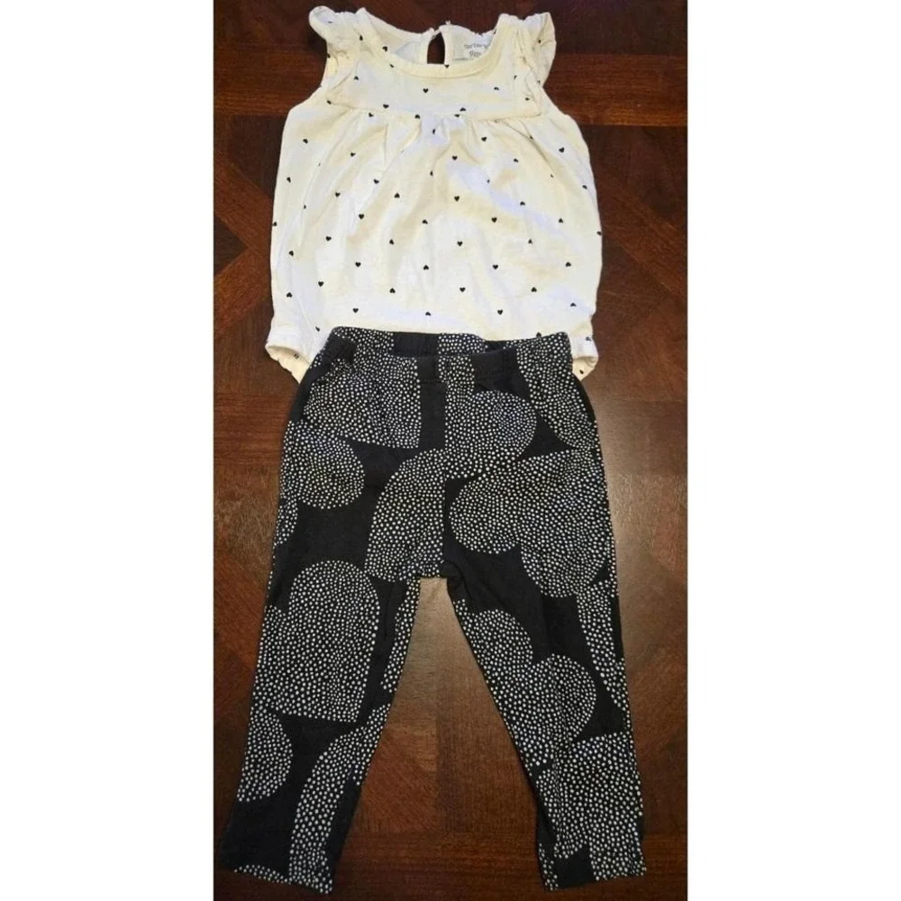 Carters Baby Girl 9 Months 3 Outfit Set Hearts Stripes Butterflies 6pc Lot